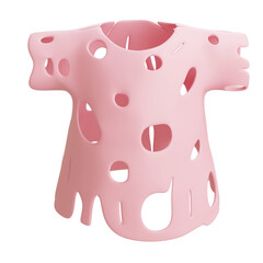  3D render of a pink shirt with large holes and ragged edges. Great for damaged clothing, fashion deconstruction, or visual texture.


