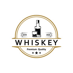 Bourbon whiskey logo with luxury retro vintage decoration. for labels,drinks, badges, bars,clubs, cafes, restaurants and brand company
