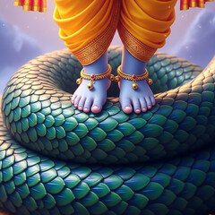 Symbol of Devotion: Lord's Feet Resting on a Royal Serpent Coil