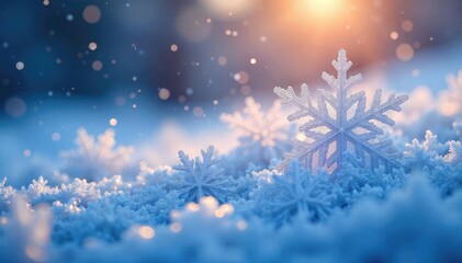 Naklejka premium Shimmering ice crystals glisten, reflecting a cold, winter light Perfect for holiday or winter themed projects, evoking a sense of frosty beauty and magic , macro, design, tranquility