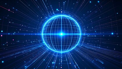 Obraz premium Digital globe, glowing lines, futuristic