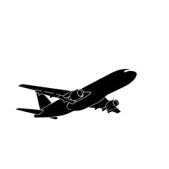 Silhouette of a jet aircraft in flight, showcasing its streamlined design and powerful engines.