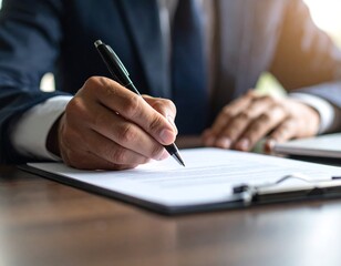 Businessman signing a document