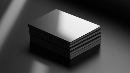 Blank Business Cards Mockup Black color Stacked on isolated Dark Background