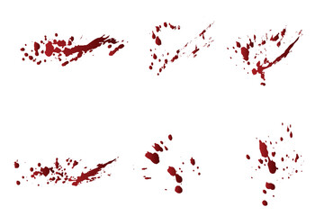 Obraz premium Handmade set of red blood ink splatter background