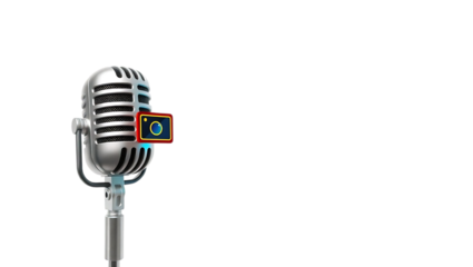 Retro Microphone with Camera Icon Audio Visual Podcast