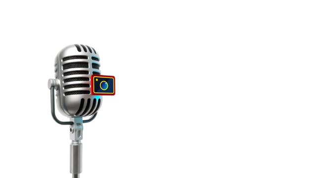 Retro Microphone with Camera Icon Audio Visual Podcast