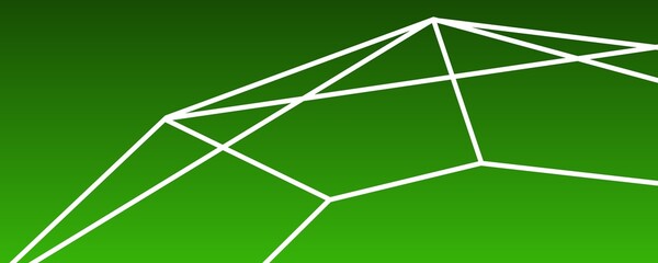 Green Gradient Background with Abstract White Geometric Lines and Shapes