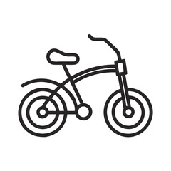Fototapeta premium Vector art of a simple black and white line art icon of a bicycle with two wheels a seat and handlebars against a white background
