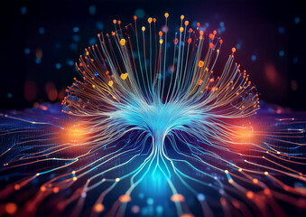 Neuronales Netzwerk und Cybersicherheit mit Datenstrom, sowie künstlicher Intelligenz