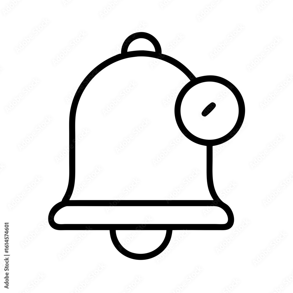 Aufkleber vector art of a simple black outline icon of a notification bell with a small circle indicating a ne
