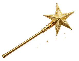 Golden Star Magic Wand with Decorative Handle  PNG