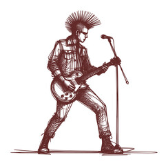 a guitarist - line art sketch drawing style (artwork 2)