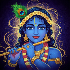 Enchanting Lord Krishna with Flute - Divine Charm and Melody