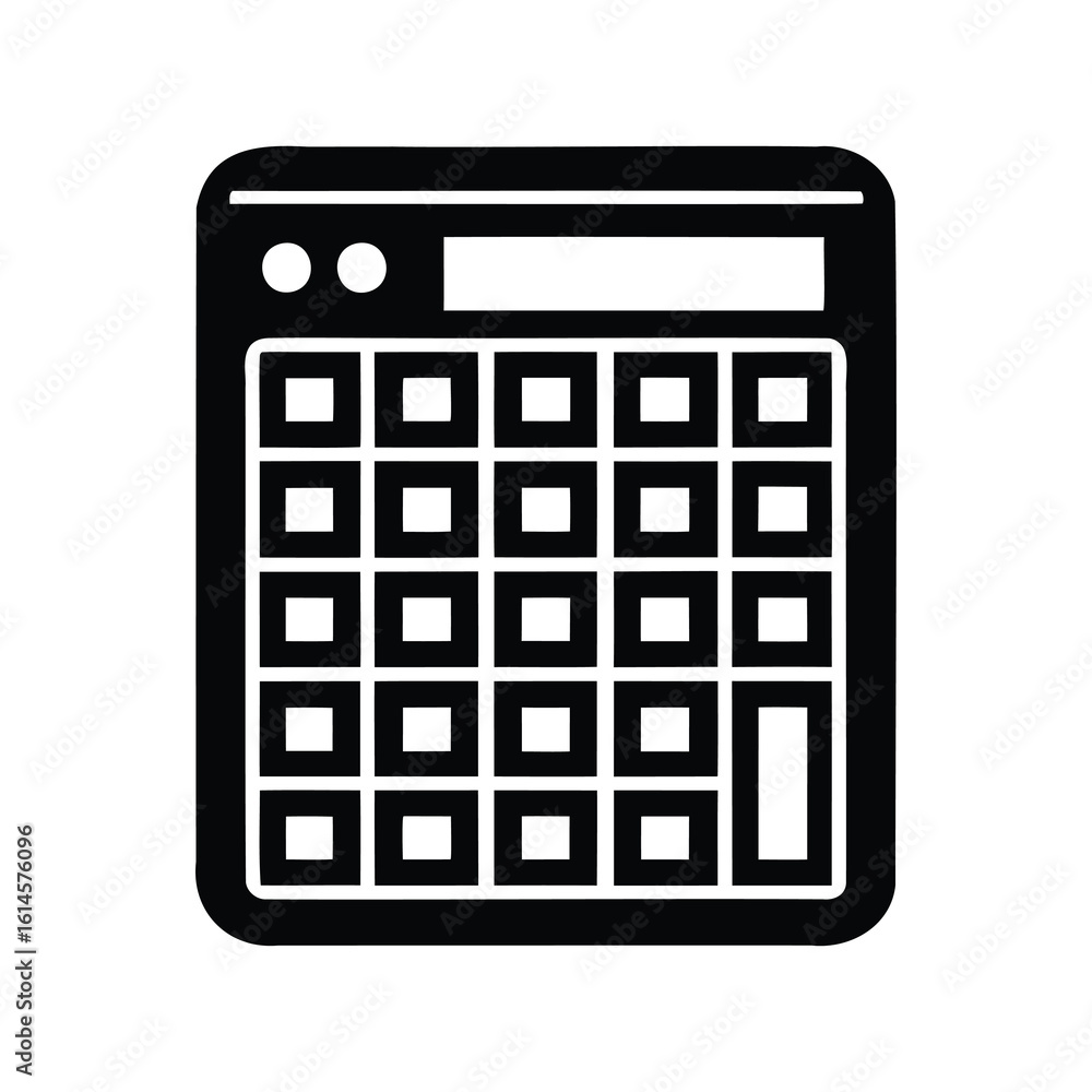 Poster stylized calculator icon with square buttons and a simple display area