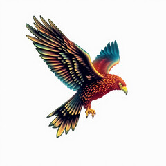 Obraz premium Ilustración de águila en vuelo apresurado con fondo blanco