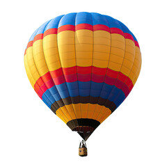 A vibrant hot air balloon against a black backdrop