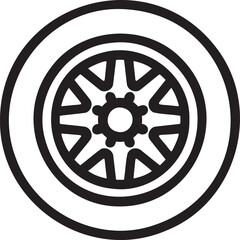 Obraz premium Car wheel Outline vector illustration isolated On Transparent Background