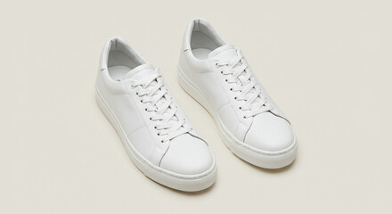 Minimalist White Leather Sneakers: Clean Design Studio Shot.