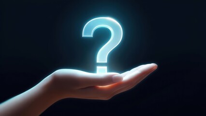 A glowing question mark in a hand