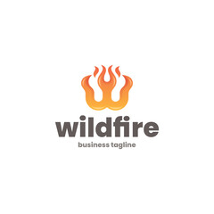 burning fire w letter logo vector