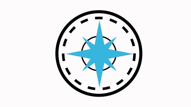 Compass Rose icon animation   simple flat