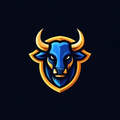 Powerful Blue Bull Mascot Emblem for Esports Teams and Gaming Brands