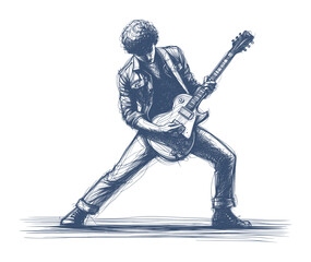 a guitarist - line art sketch drawing style (artwork 3)