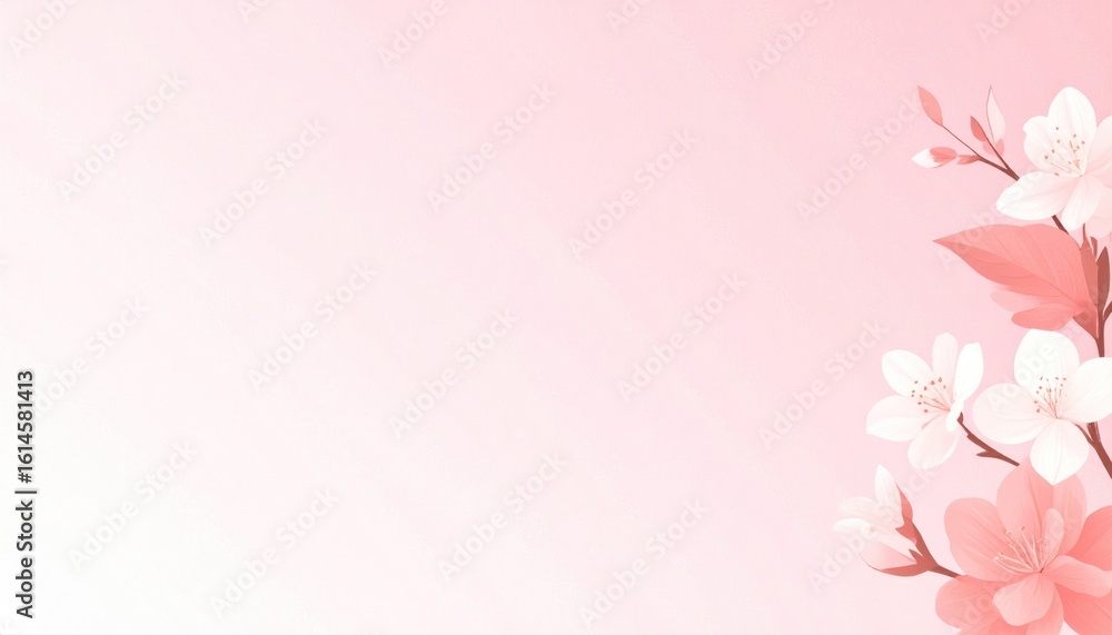 Poster Soft Pink Gradient Background With Floral Accents And Delicate Grain Texture Creating A Romantic And Minimal Design