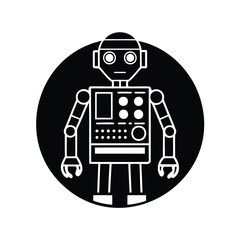 Monochromatic Futuristic Robot Character Design with a Simplified and Modern Style