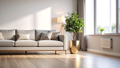 Modern living room with sunlight