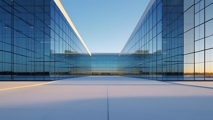 Obraz premium Modern Architecture Reflecting a Vibrant Sunset