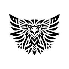 Obraz premium Flat tribal eagle head with pointed feather shapes