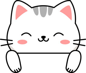 Striped Tabby Kitten peeking illustration