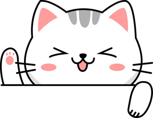 Striped Tabby Kitten peeking illustration