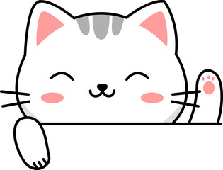 Striped Tabby Kitten peeking illustration