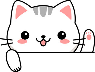 Striped Tabby Kitten peeking illustration