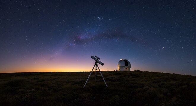 telescope at sunset
