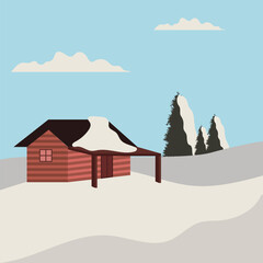 winter landscape with mountains