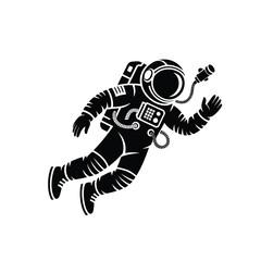 Astronaut floating in space silhouette isolated on white background