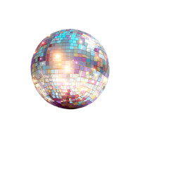 Obraz premium Shiny Disco Ball Reflecting Colorful Lights on a Dark Background