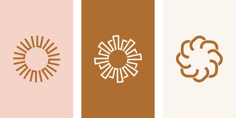 Sun simple icons collection. Vector illustration