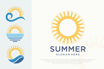 Abstract Sun and Sea Wave Logo. Flat Vector Logo Design Template Element.