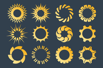 Sun simple icons collection. Vector illustration