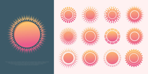 sun logo set icon design template . vector illustration