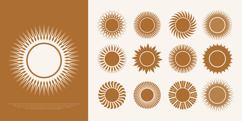 sun logo and set icon vector illustration design template