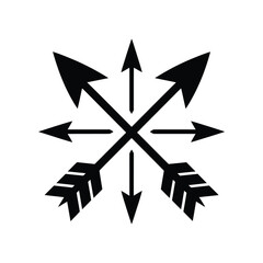 Crossed arrows silhouette isolated on white background