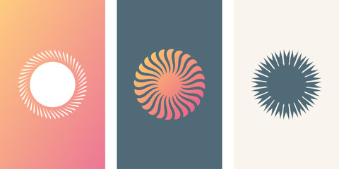 Creative sun logo design bundle . vector illustration