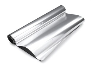 Rolled sheet of shiny metallic foil