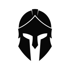 Ancient spartan warrior helmet silhouette isolated on white background